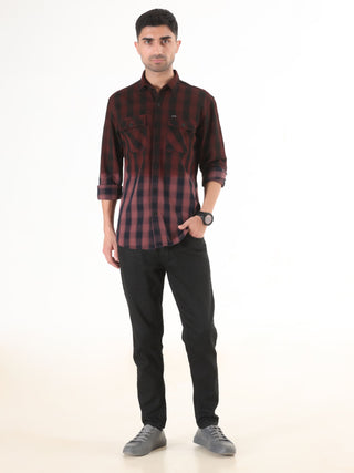 Maroon With Black Checkered Shirt - model_poseposition_of_shirtporduct_type