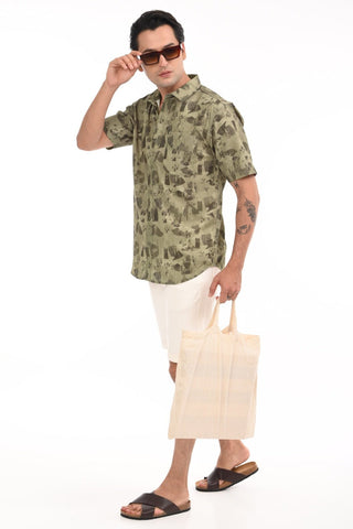 Matcha Matrix Digital Print Shirt - model_poseposition_of_shirtporduct_type