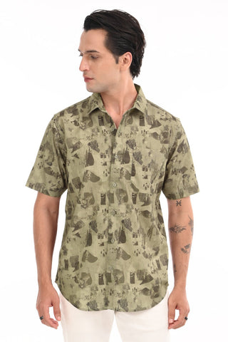 Matcha Matrix Digital Print Shirt - model_poseposition_of_shirtporduct_type