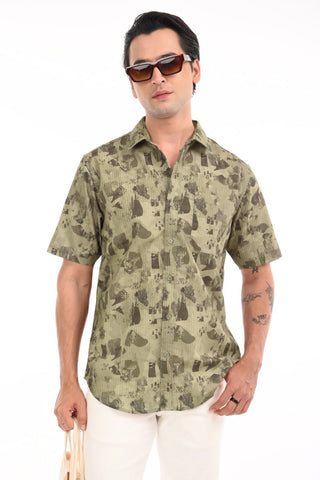 Matcha Matrix Digital Print Shirt - model_poseposition_of_shirtporduct_type