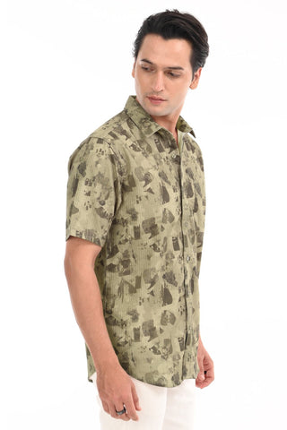 Matcha Matrix Digital Print Shirt - model_poseposition_of_shirtporduct_type