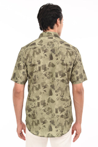 Matcha Matrix Digital Print Shirt - model_poseposition_of_shirtporduct_type