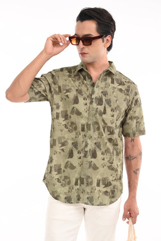 Matcha Matrix Digital Print Shirt - model_poseposition_of_shirtporduct_type