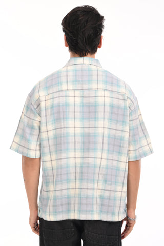 Maui Blue Checkered Oversized Cotton Shirt - model_poseposition_of_shirtporduct_type