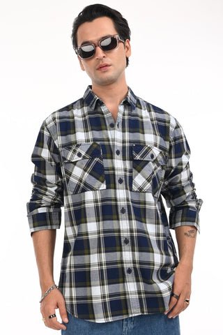 Meadow Plaid Green Checks Shirt - model_poseposition_of_shirtporduct_type