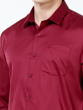 Merlot Maroon Satin Solid Cotton Shirts - model_poseposition_of_shirtporduct_type