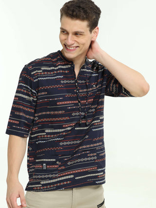 Midnight Aura Black Drop Shoulder Kurta - model_poseposition_of_shirtporduct_type