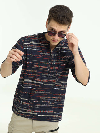 Midnight Aura Black Drop Shoulder Kurta - model_poseposition_of_shirtporduct_type