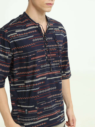 Midnight Aura Black Drop Shoulder Kurta - model_poseposition_of_shirtporduct_type