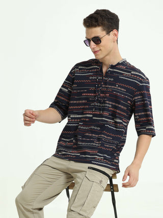 Midnight Aura Black Drop Shoulder Kurta - model_poseposition_of_shirtporduct_type