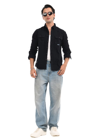 Midnight Black Frontier Classic Denim Shirt - model_poseposition_of_shirtporduct_type