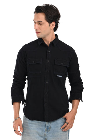 Midnight Black Frontier Classic Denim Shirt - model_poseposition_of_shirtporduct_type
