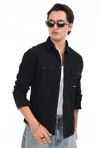 Midnight Black Frontier Classic Denim Shirt - model_poseposition_of_shirtporduct_type