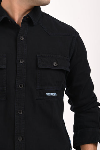 Midnight Black Frontier Classic Denim Shirt - model_poseposition_of_shirtporduct_type