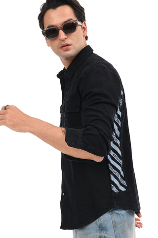 Midnight Black Frontier Classic Denim Shirt - model_poseposition_of_shirtporduct_type