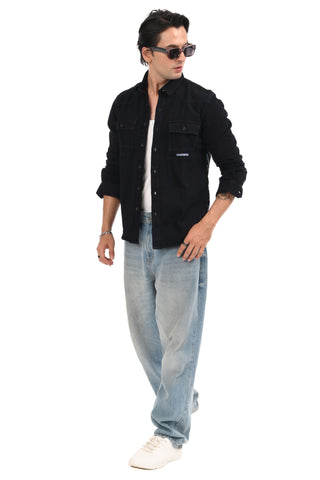 Midnight Black Frontier Classic Denim Shirt - model_poseposition_of_shirtporduct_type