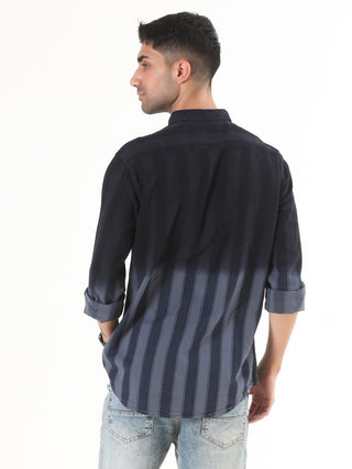 Midnight Black Shaded Stripes Shirt - model_poseposition_of_shirtporduct_type