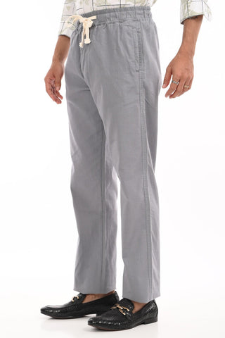 Mirage Grey Linen Blend Straight Fit Trousers - model_poseposition_of_shirtporduct_type