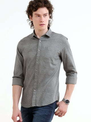 Misty Garden Printed Dark Grey Shirt - model_poseposition_of_shirtporduct_type