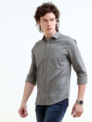 Misty Garden Printed Dark Grey Shirt - model_poseposition_of_shirtporduct_type