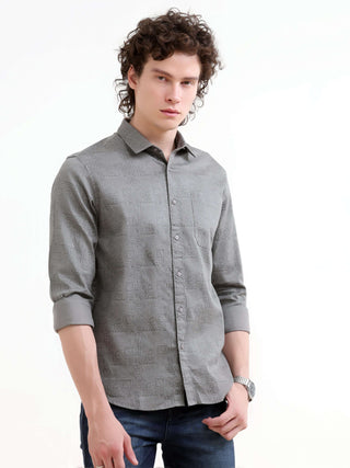 Misty Garden Printed Dark Grey Shirt - model_poseposition_of_shirtporduct_type