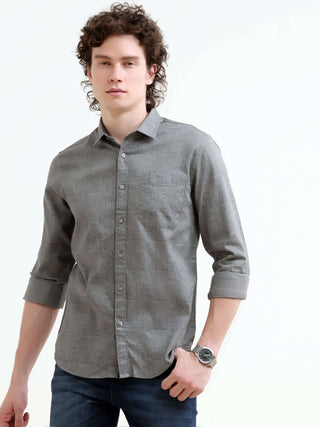 Misty Garden Printed Dark Grey Shirt - model_poseposition_of_shirtporduct_type