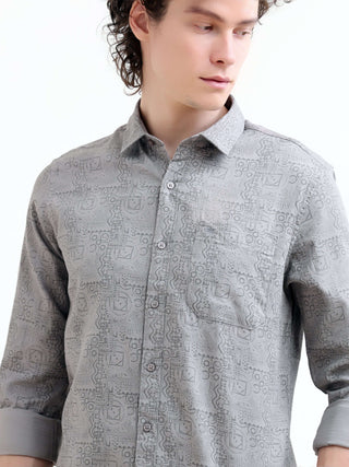Misty Printed Grey Shirt - model_poseposition_of_shirtporduct_type