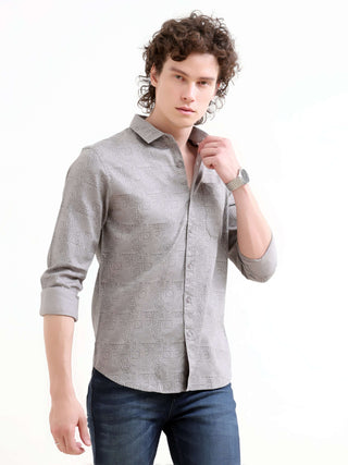Misty Printed Grey Shirt - model_poseposition_of_shirtporduct_type