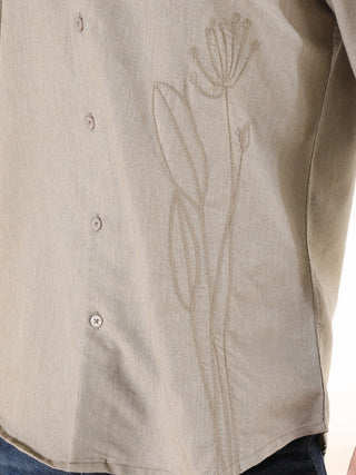 Mocha Brown Semi - Casual Shirt - model_poseposition_of_shirtporduct_type