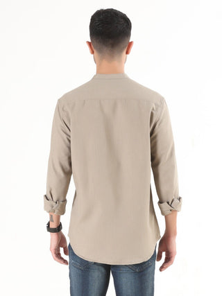 Mocha Brown Semi - Casual Shirt - model_poseposition_of_shirtporduct_type