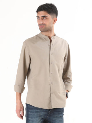 Mocha Brown Semi - Casual Shirt - model_poseposition_of_shirtporduct_type