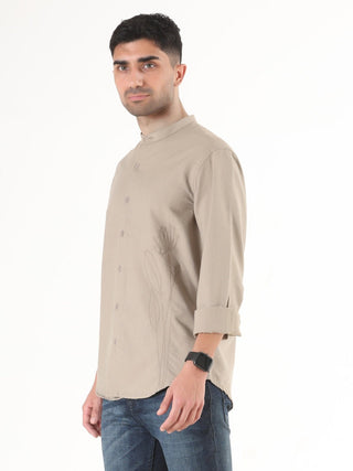 Mocha Brown Semi - Casual Shirt - model_poseposition_of_shirtporduct_type