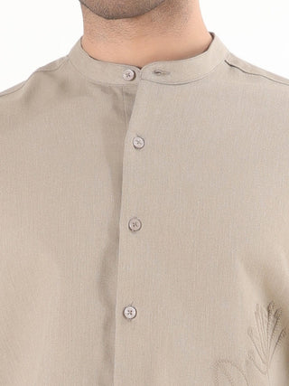 Mocha Brown Semi - Casual Shirt - model_poseposition_of_shirtporduct_type