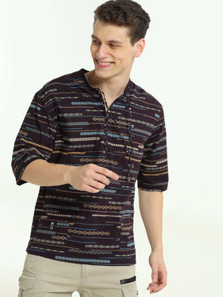 Mocha Essence Brown Drop Shoulder Kurta - model_poseposition_of_shirtporduct_type