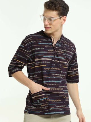 Mocha Essence Brown Drop Shoulder Kurta - model_poseposition_of_shirtporduct_type