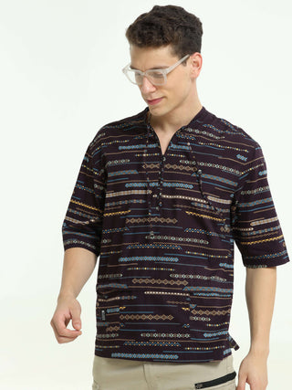 Mocha Essence Brown Drop Shoulder Kurta - model_poseposition_of_shirtporduct_type