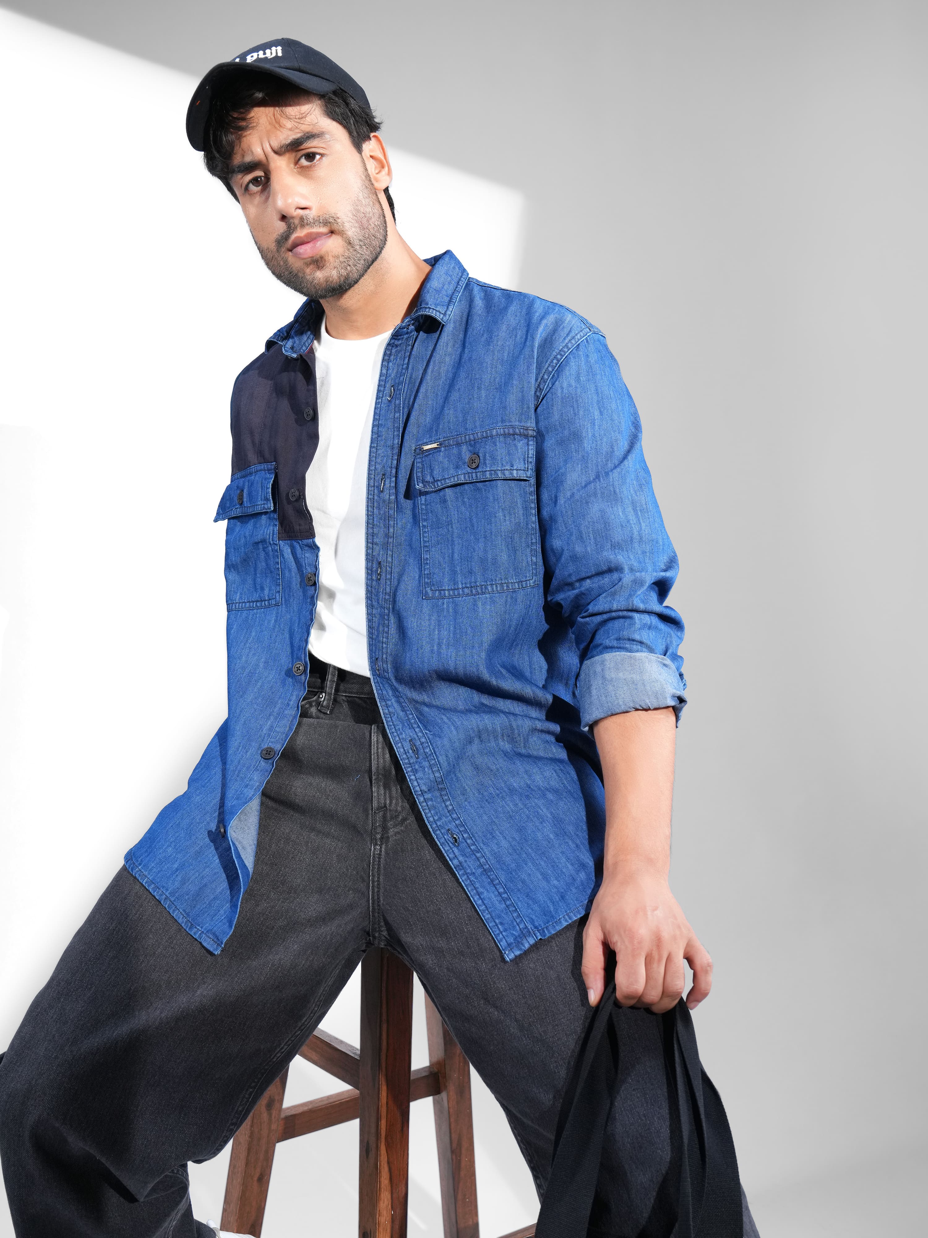 Mood Indigo Dual Tone Denim Shirt – Estilocus - Main Image