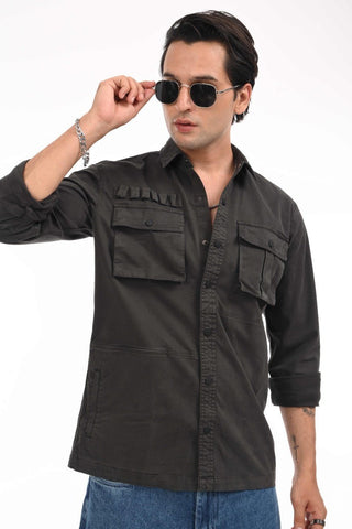 Mountain Grey Cargo Shirt - model_poseposition_of_shirtporduct_type