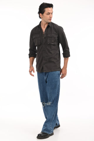 Mountain Grey Cargo Shirt - model_poseposition_of_shirtporduct_type