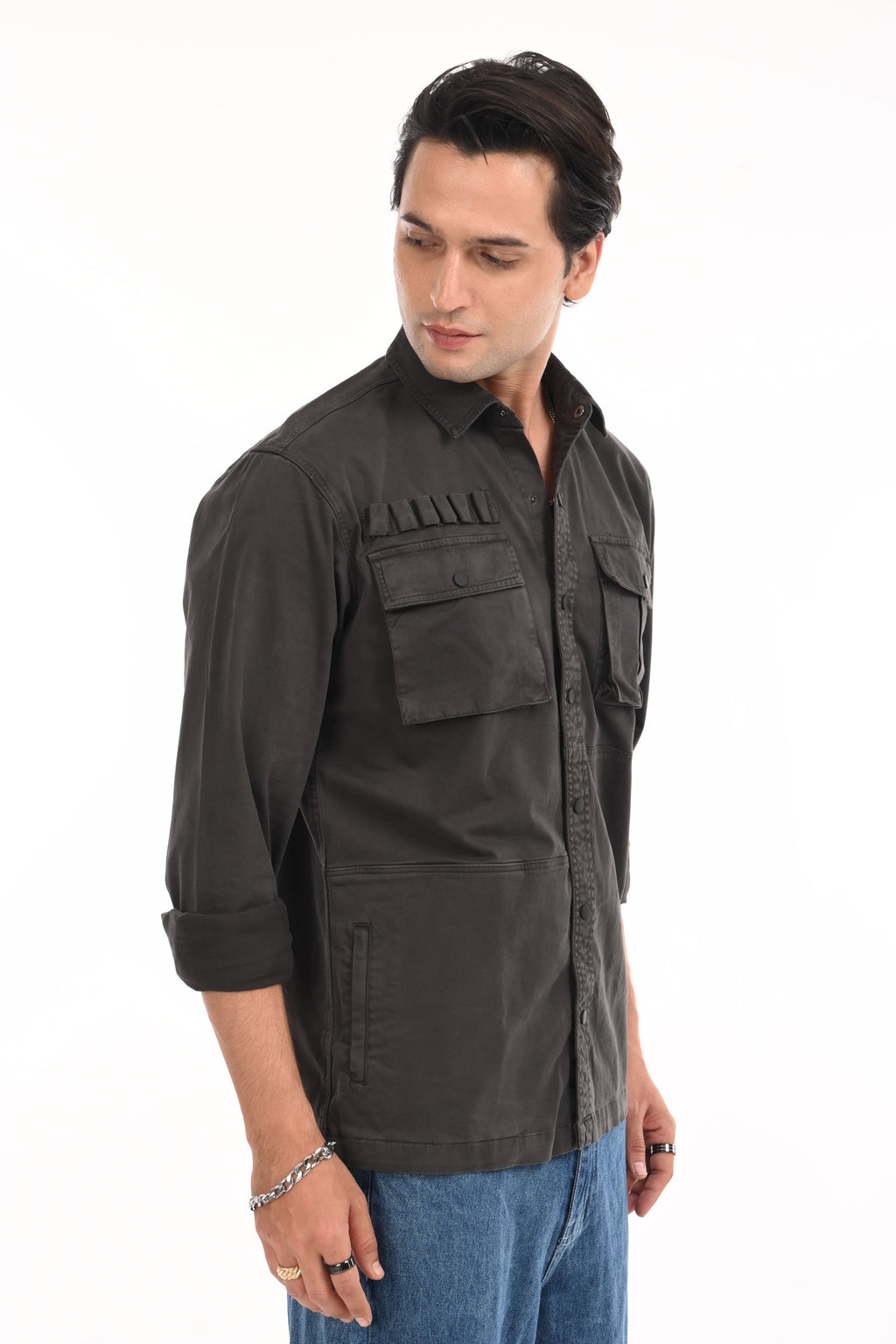 Mountain Grey Cargo Shirt - model_poseposition_of_shirtporduct_type