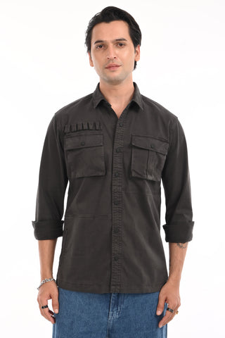 Mountain Grey Cargo Shirt - model_poseposition_of_shirtporduct_type