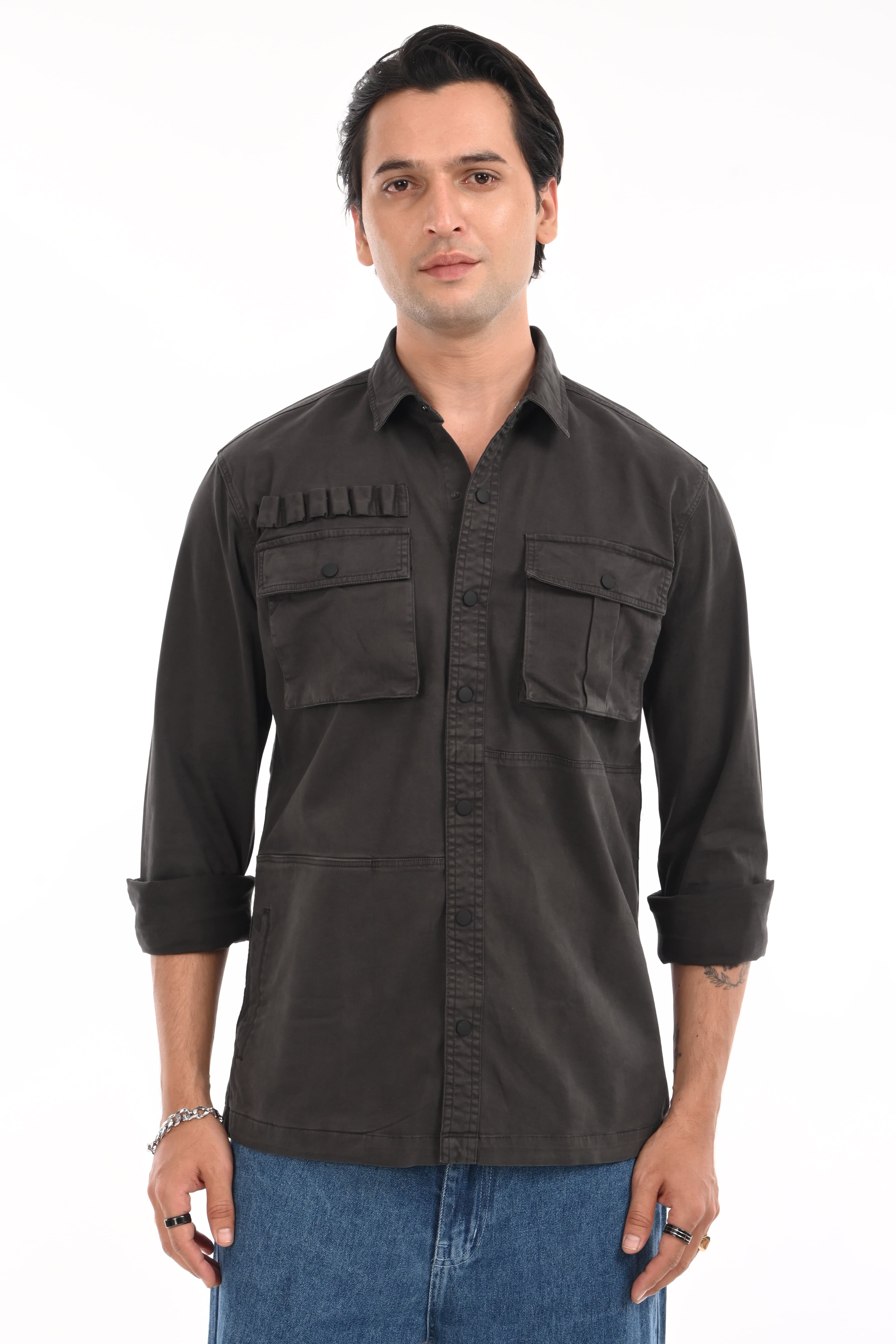 Mountain Grey Cargo Shirt - model_poseposition_of_shirtporduct_type