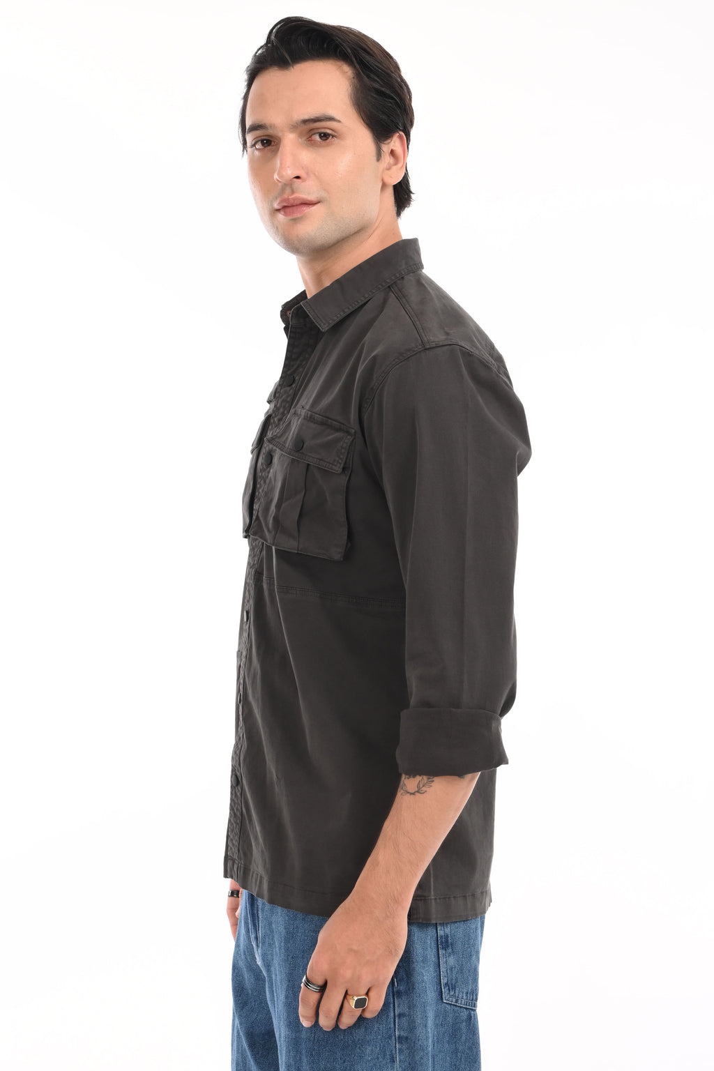 Mountain Grey Cargo Shirt - model_poseposition_of_shirtporduct_type