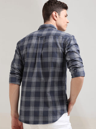 Napoleon Mist Grey Casual Checks Shirt - model_poseposition_of_shirtporduct_type