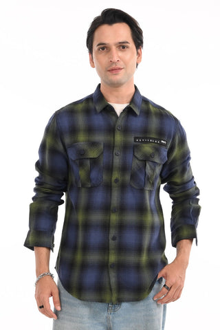 Navy check shirt - model_poseposition_of_shirtporduct_type