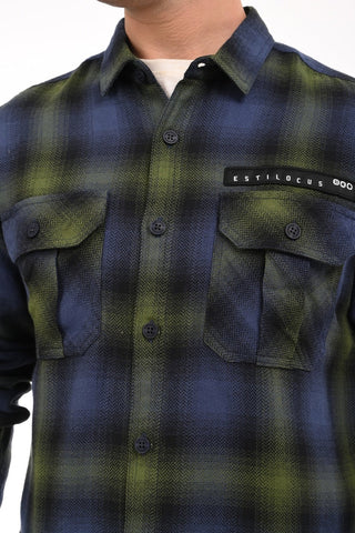 Navy check shirt - model_poseposition_of_shirtporduct_type