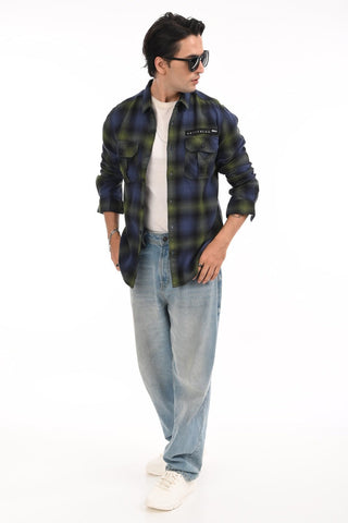 Navy check shirt - model_poseposition_of_shirtporduct_type