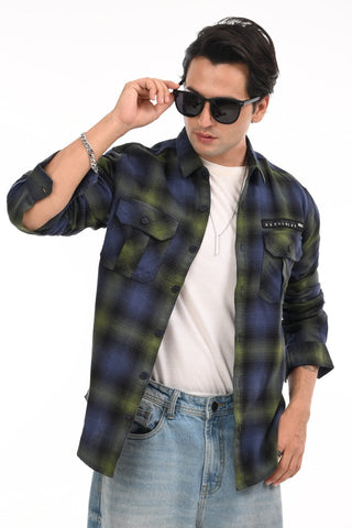 Navy check shirt - model_poseposition_of_shirtporduct_type