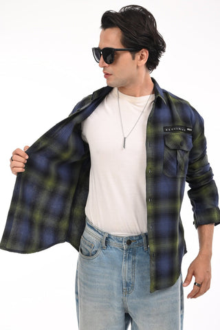 Navy check shirt - model_poseposition_of_shirtporduct_type