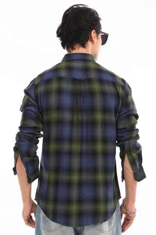 Navy check shirt - model_poseposition_of_shirtporduct_type